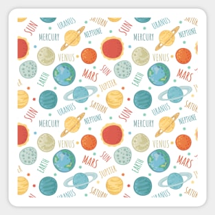 Cute planets in space pattern Sticker